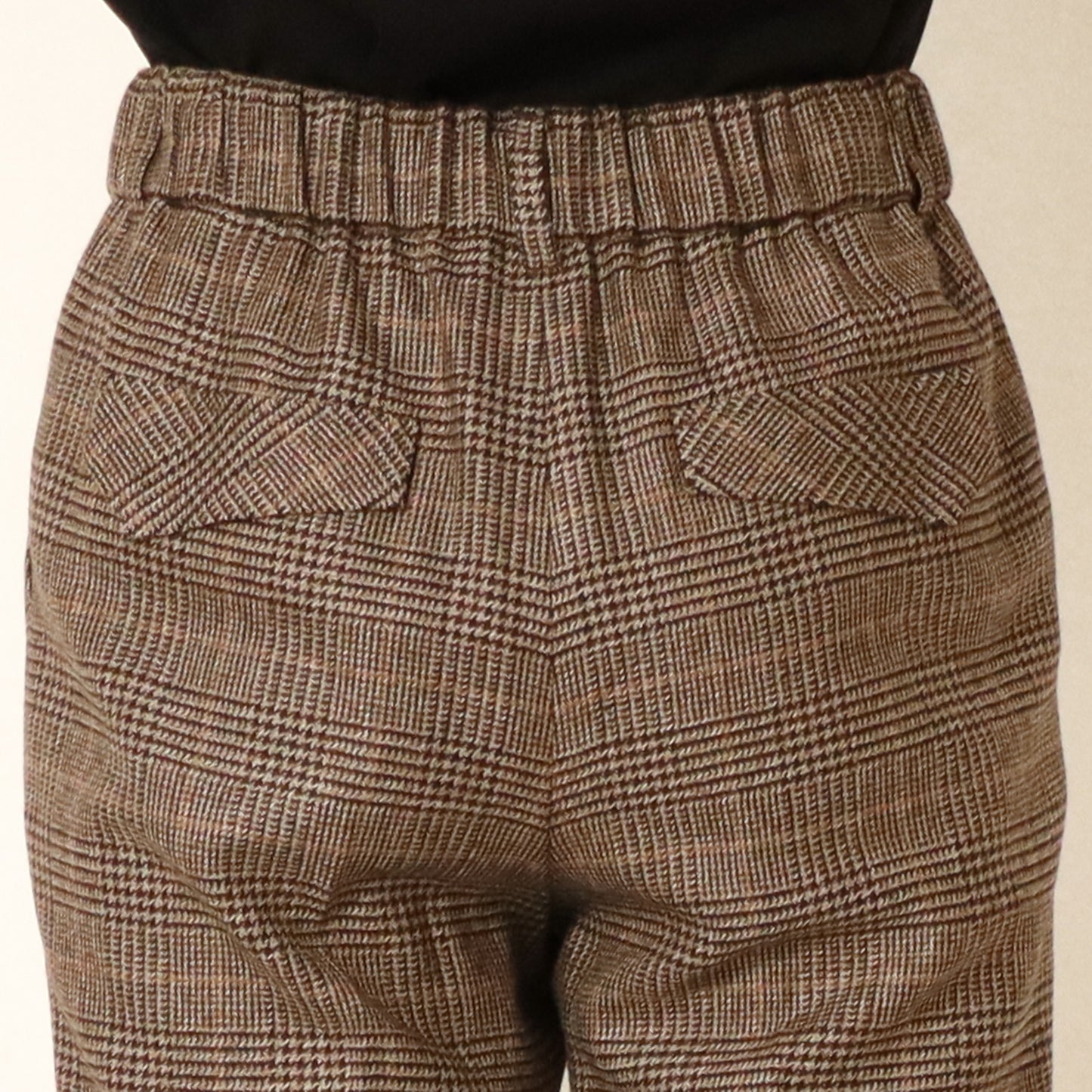 グレンチェックテーパードドロストパンツ 332602