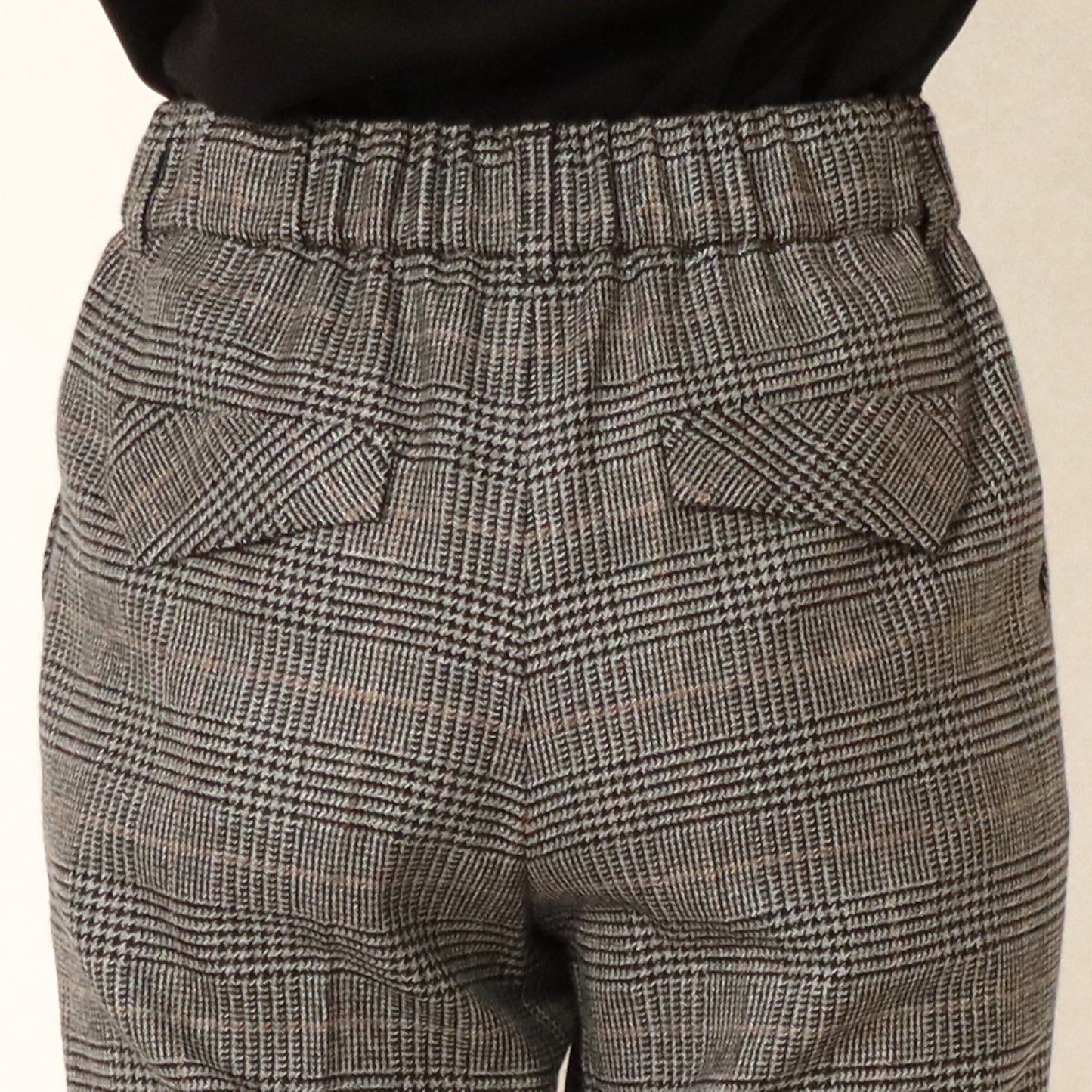 グレンチェックテーパードドロストパンツ 332602