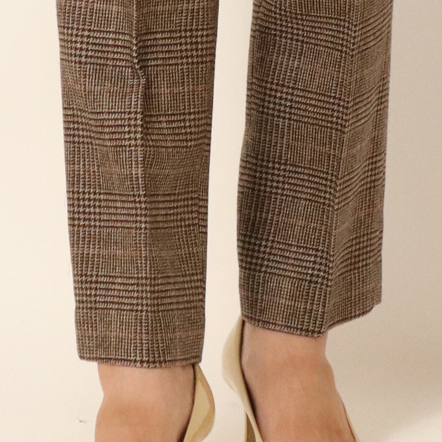 グレンチェックテーパードドロストパンツ 332602