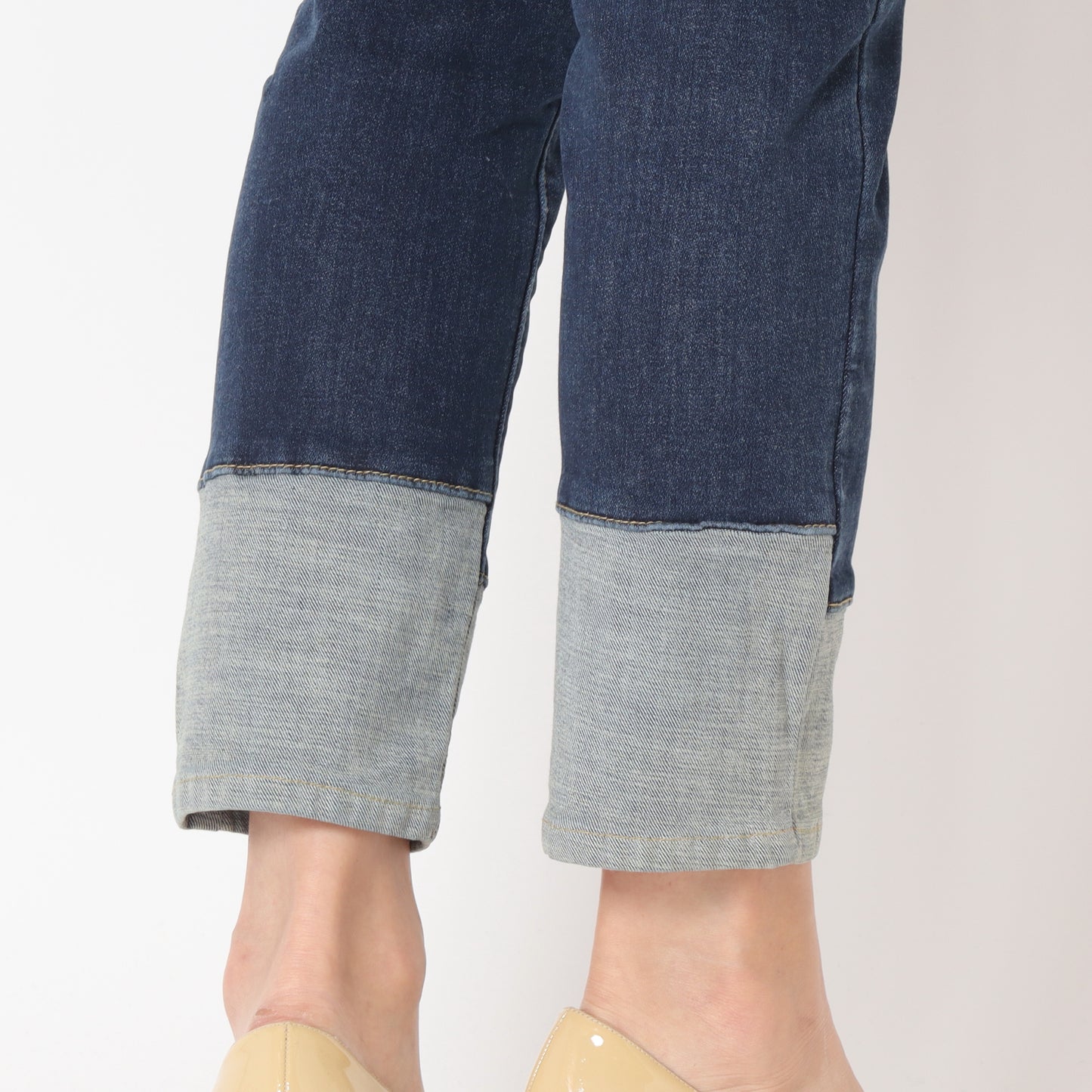 裏毛折り返し風デニムパンツ WJ042