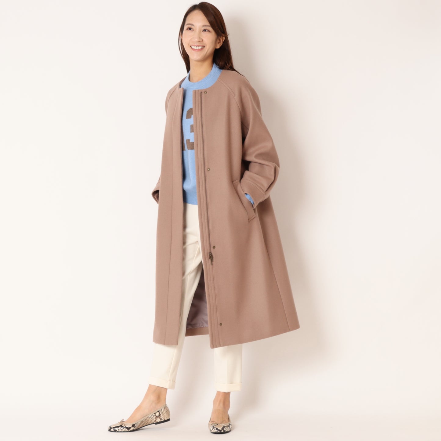 PECOLAMBノーカラーコート35224508