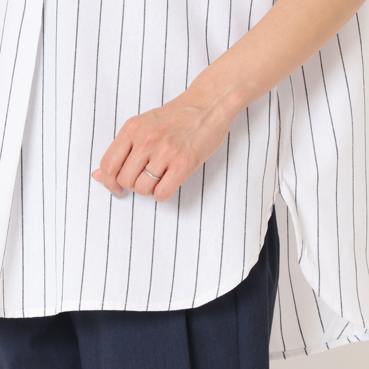 綿麻ストライプスキッパーブラウス 80242109