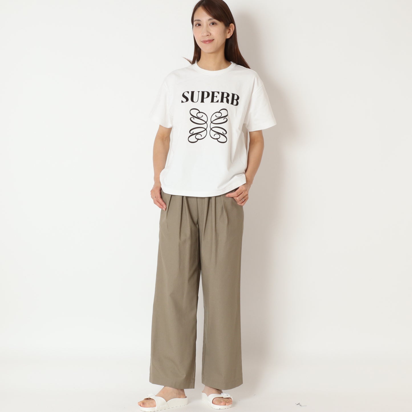 コットンリネンストレートパンツ 41296035