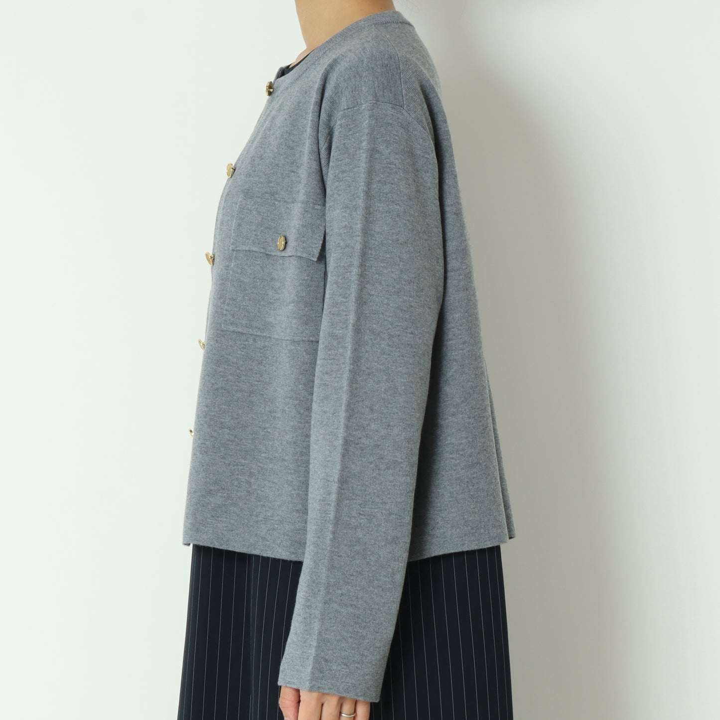 ノーカラーニットジャケット 10243036