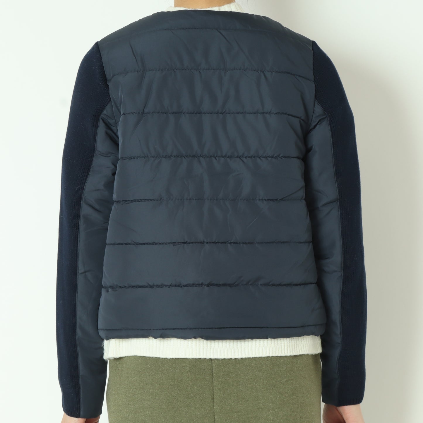 中綿×ニット切替ノーカラージャケット 242WA0520