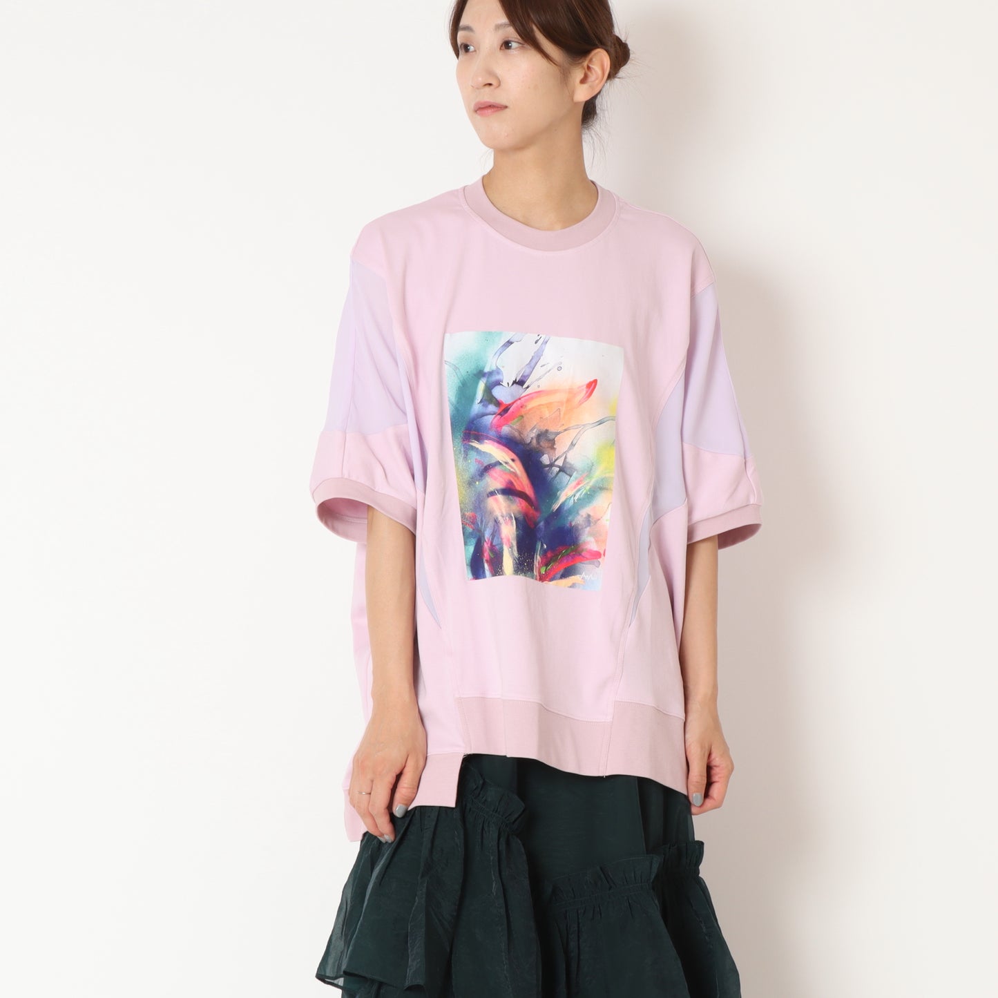 リーフプリントTシャツ 1243-08006