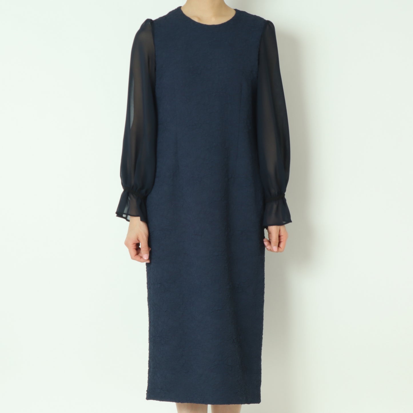 袖シフォン膨れジャガードワンピース 80254911
