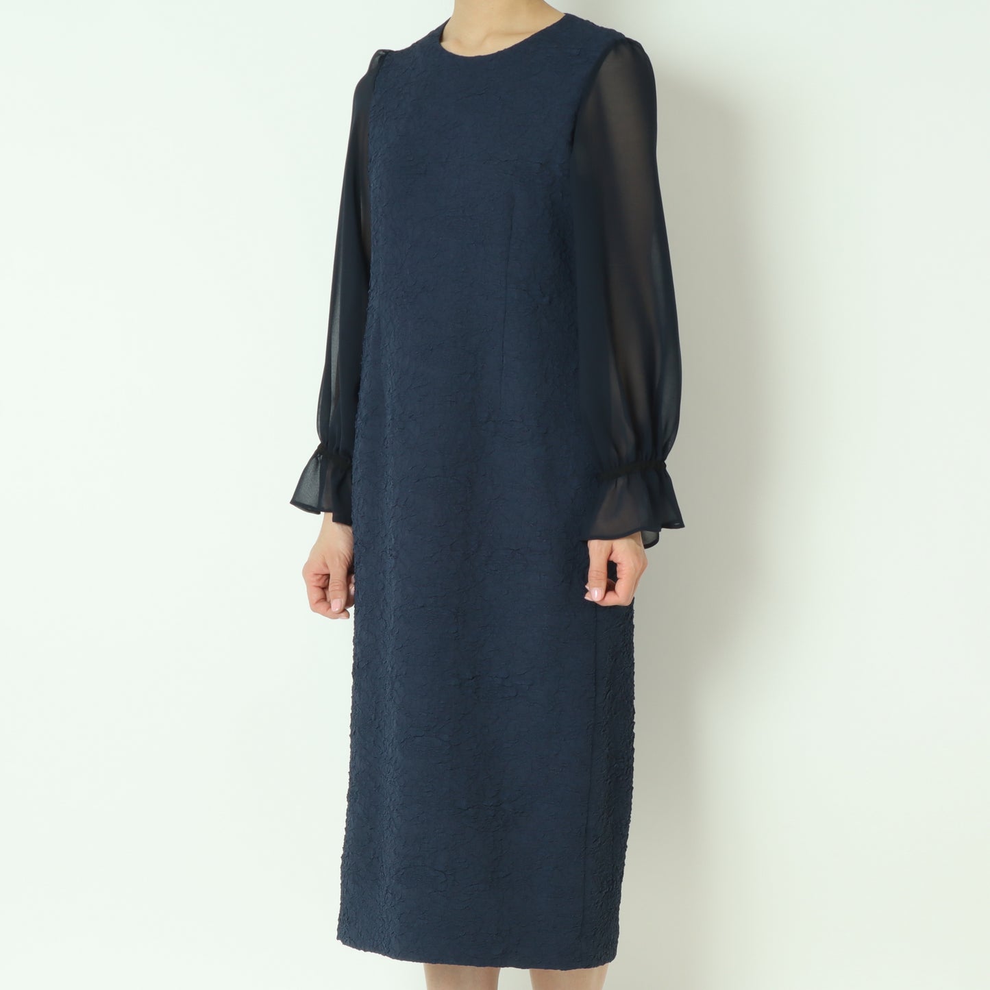 袖シフォン膨れジャガードワンピース 80254911