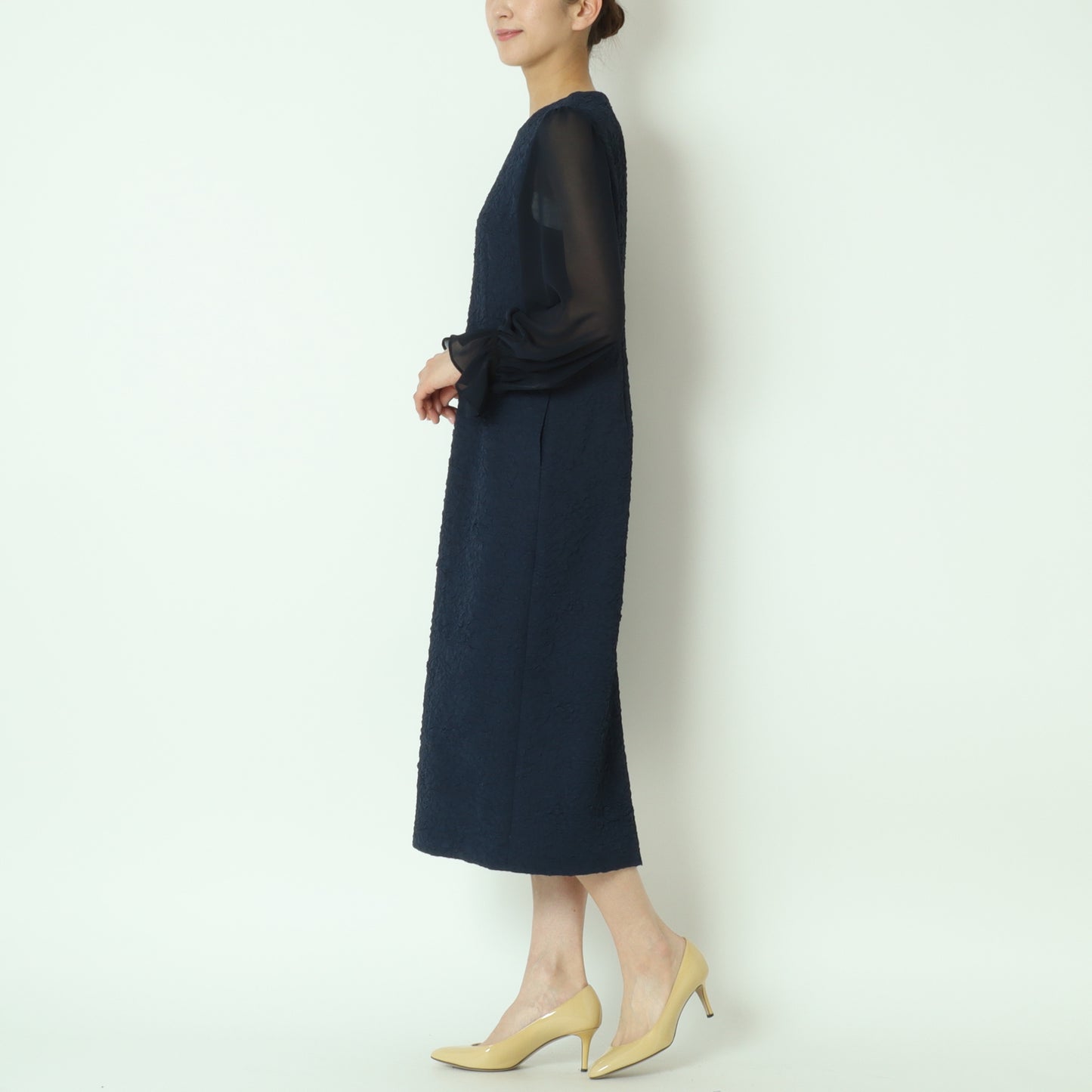 袖シフォン膨れジャガードワンピース 80254911