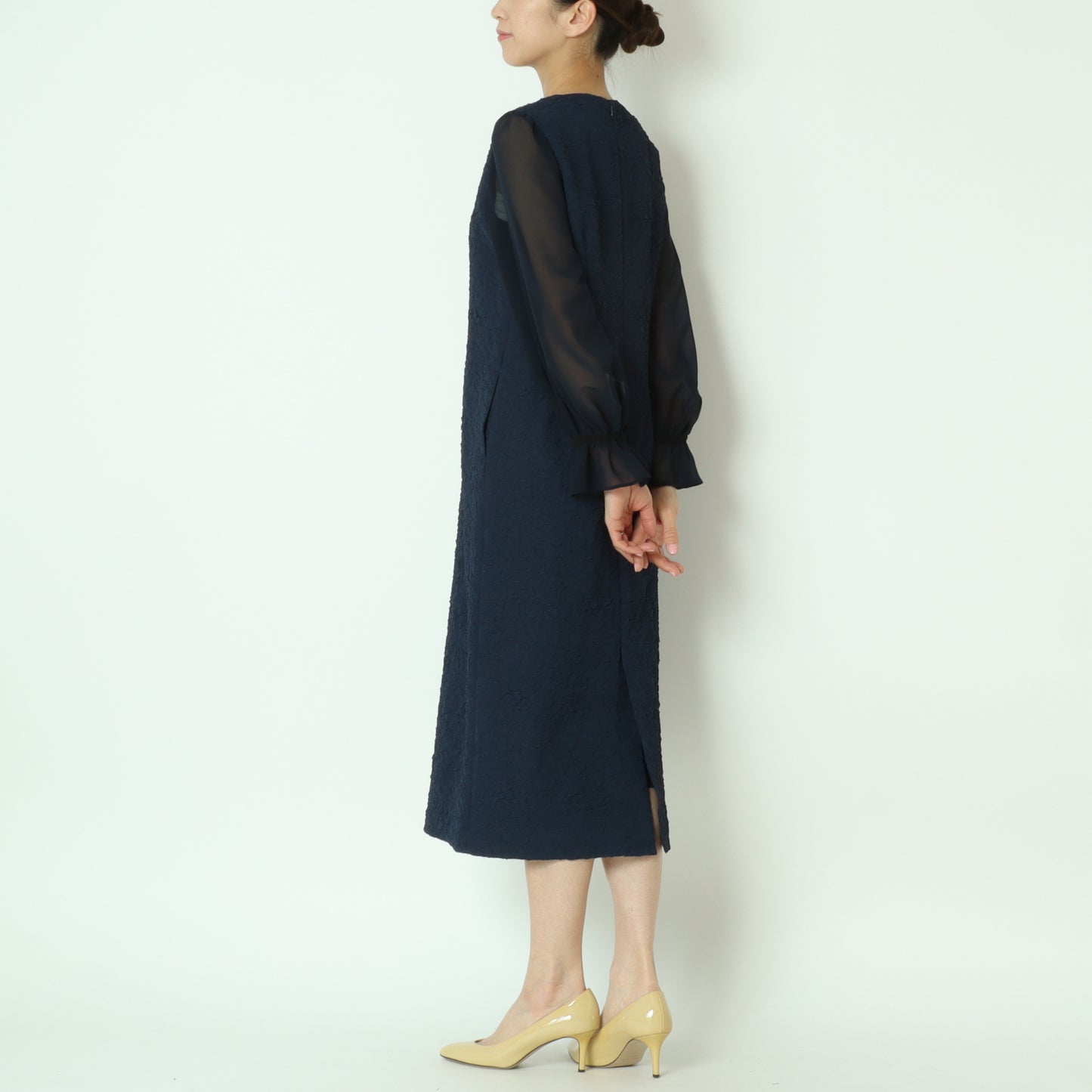 袖シフォン膨れジャガードワンピース 80254911