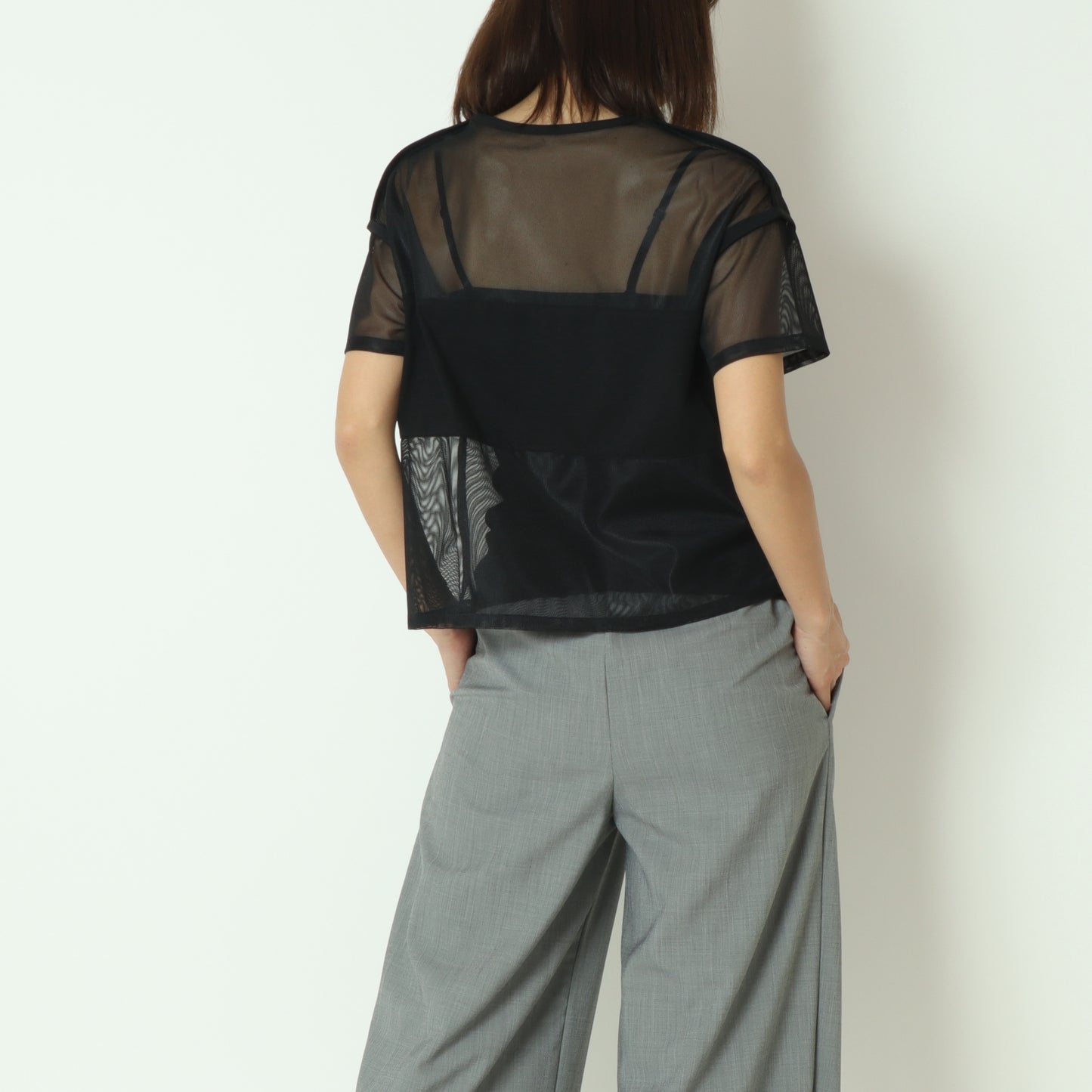 シアー切替クロップドTシャツ 20255874