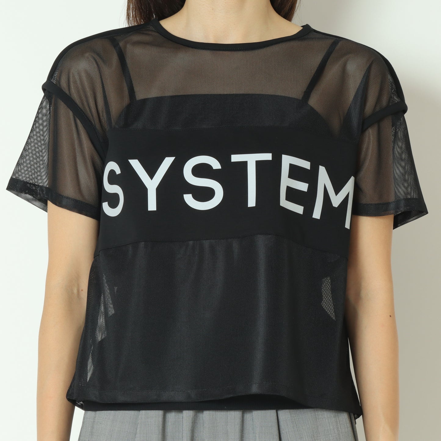 シアー切替クロップドTシャツ 20255874
