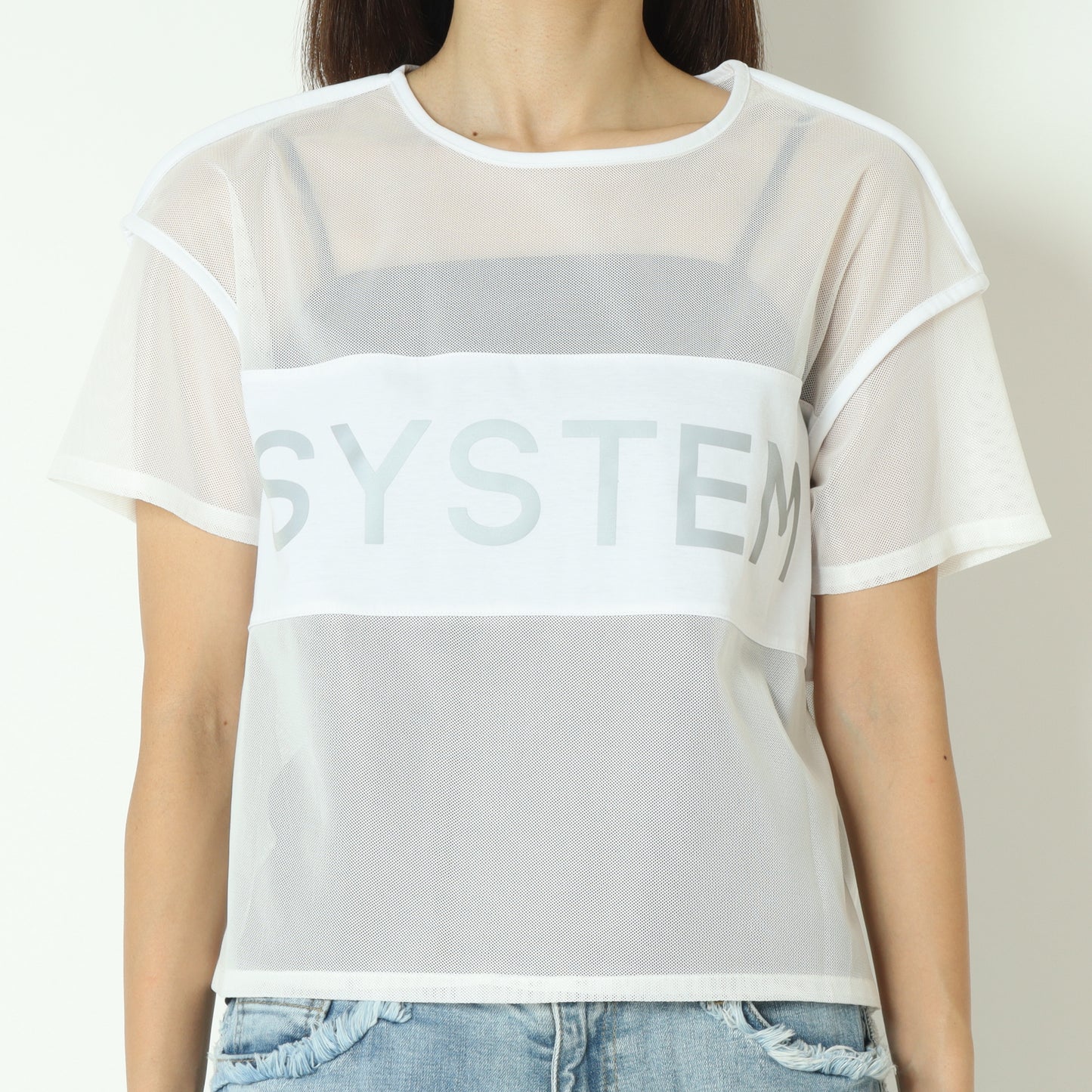 シアー切替クロップドTシャツ 20255874