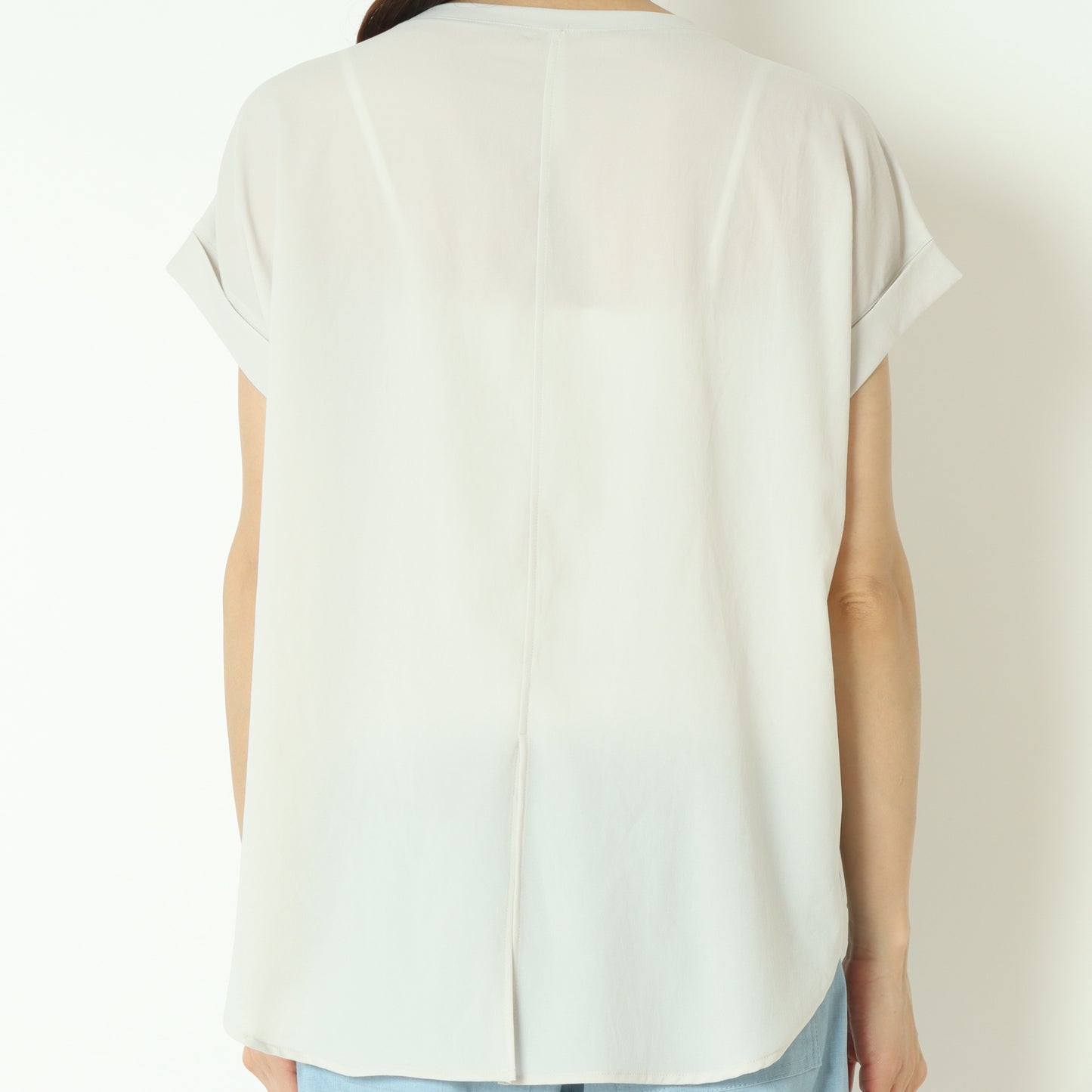 ストレッチシフォンバックスリット半袖ブラウス 80242204