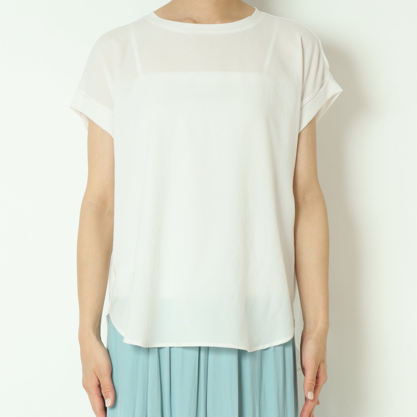 ストレッチシフォンバックスリット半袖ブラウス 80242204