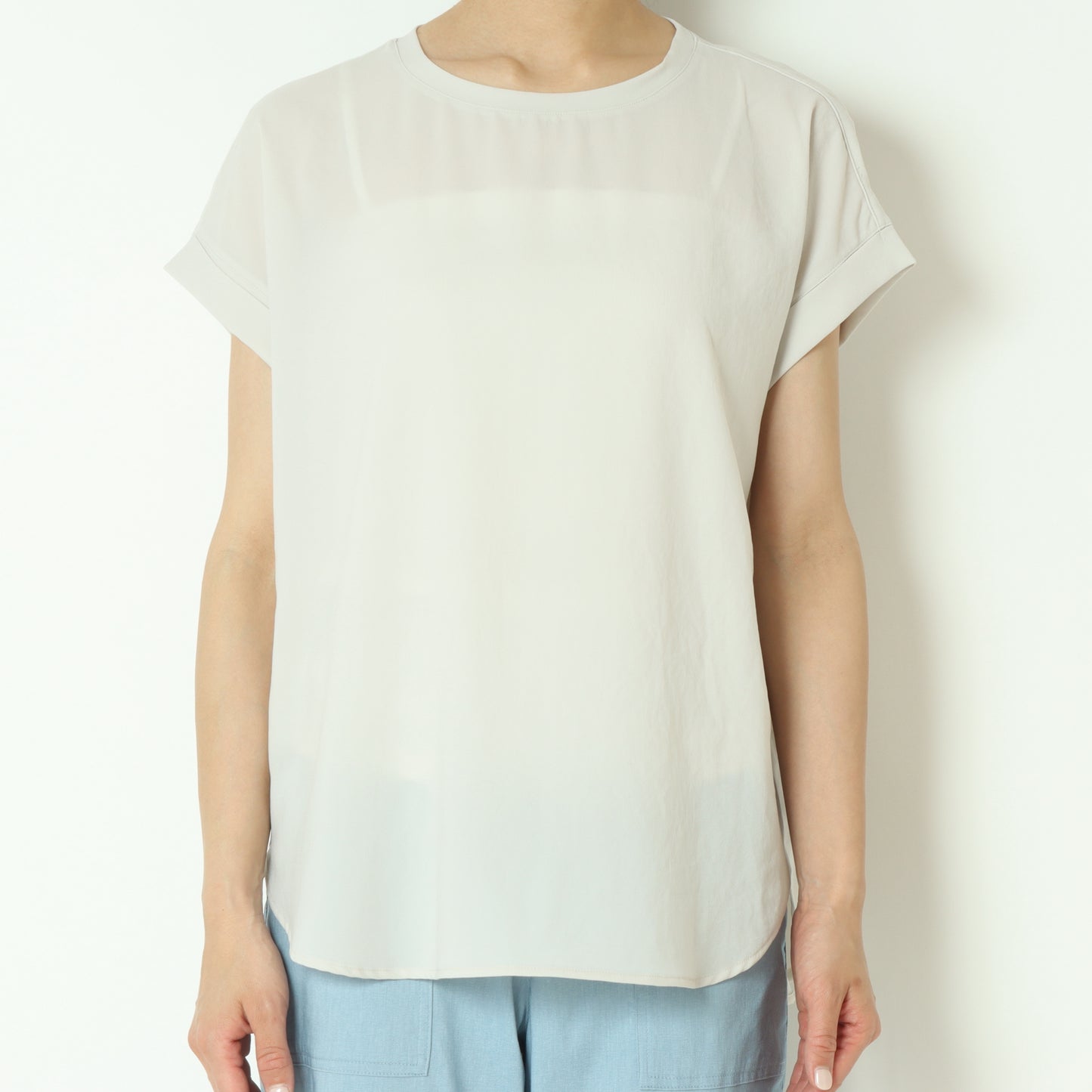 ストレッチシフォンバックスリット半袖ブラウス 80242204