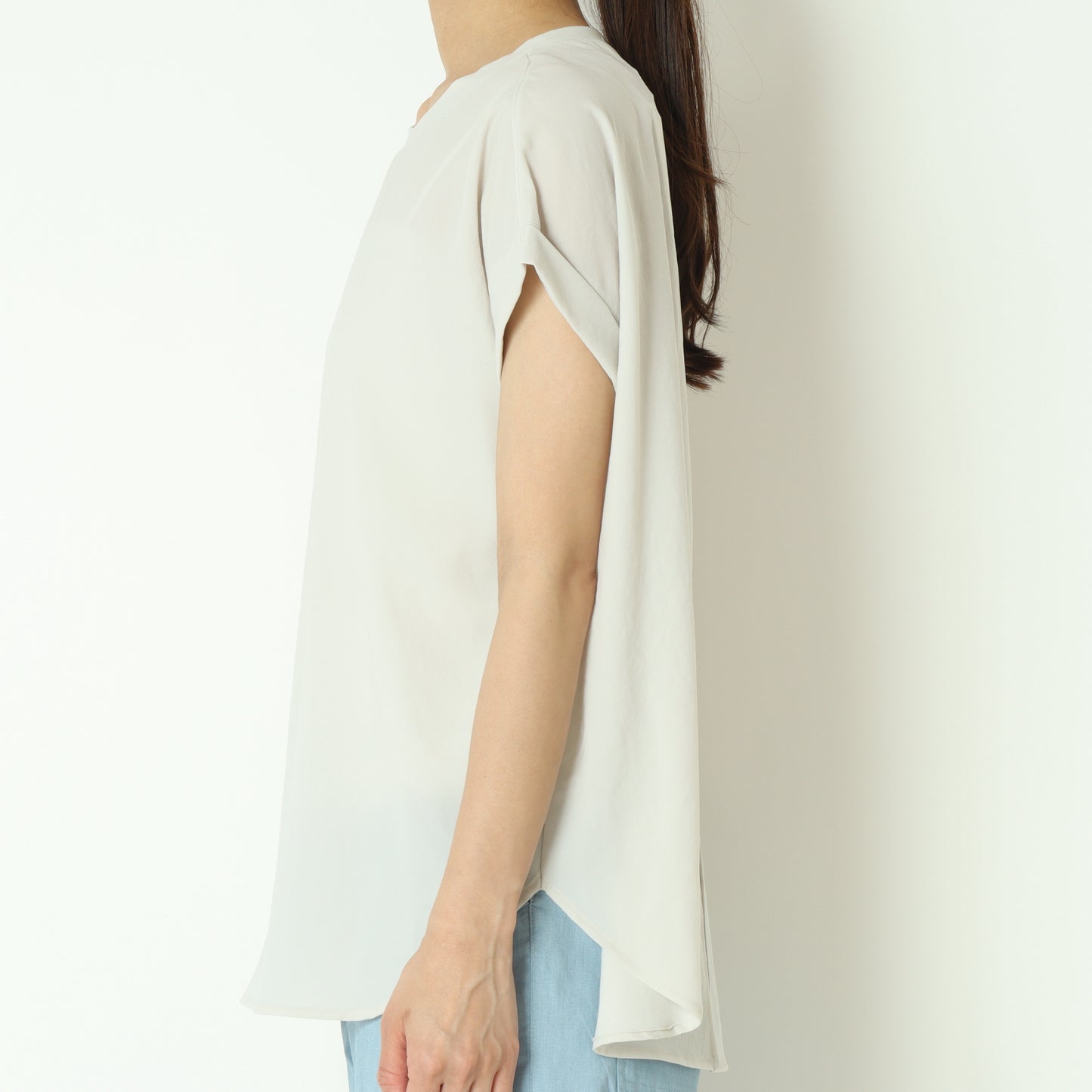 ストレッチシフォンバックスリット半袖ブラウス 80242204