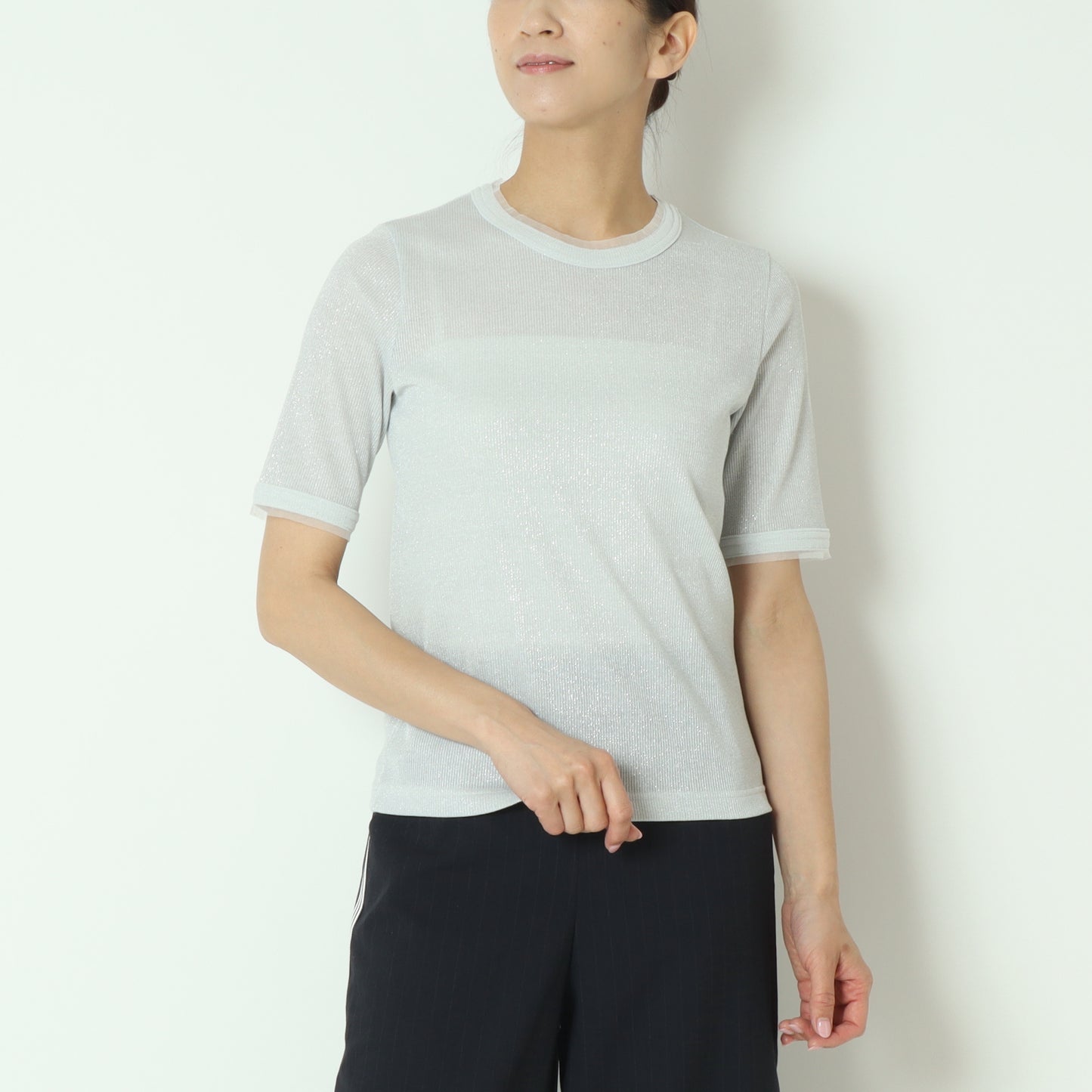 ラメリブショートスリーブTシャツ 8920773