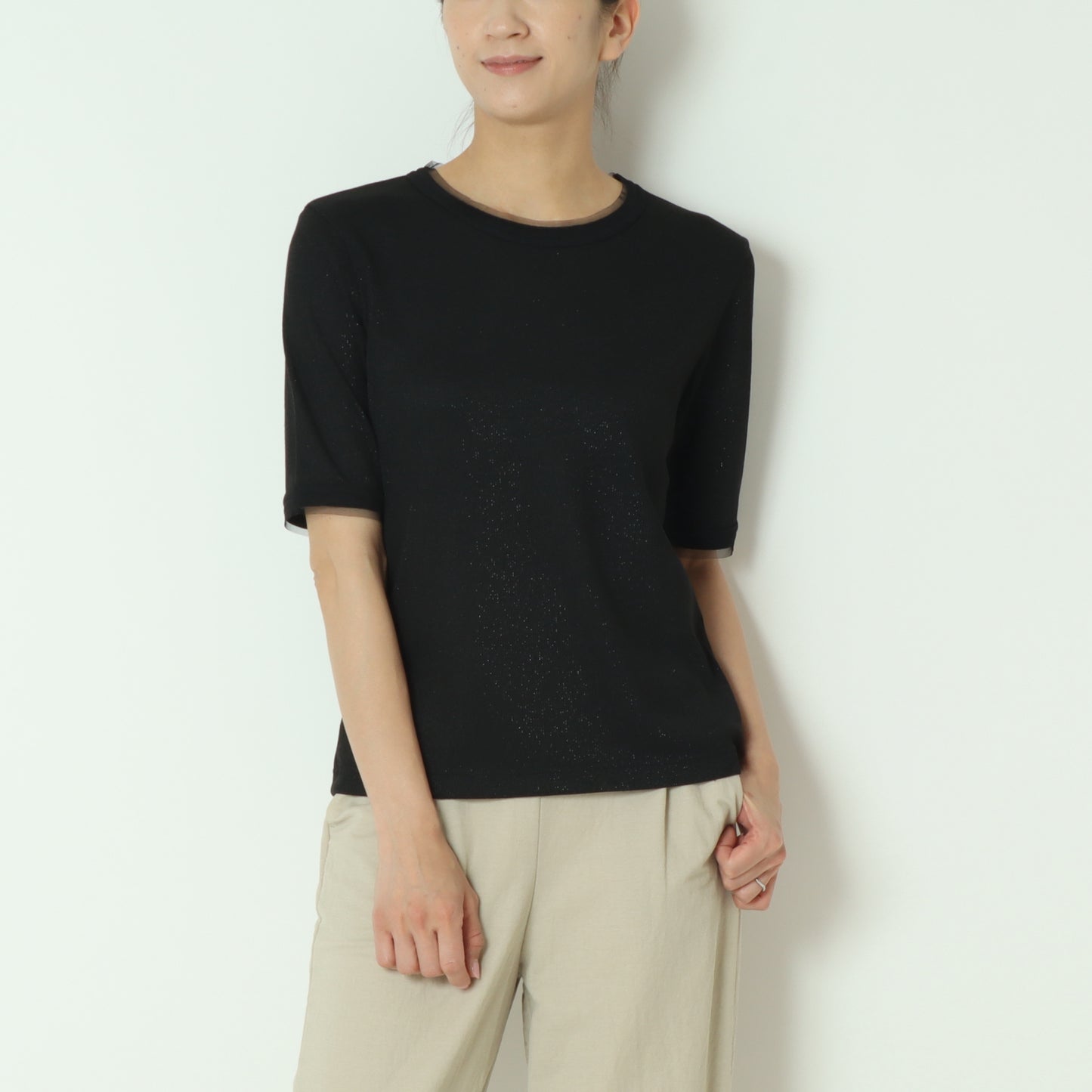 ラメリブショートスリーブTシャツ 8920773