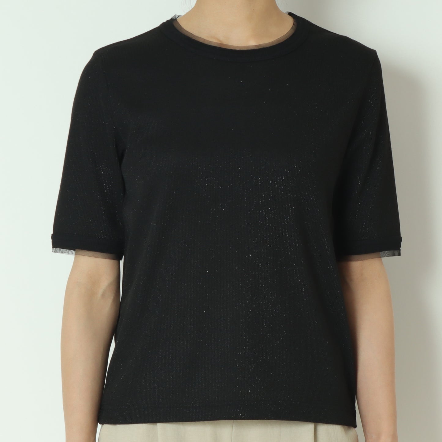 ラメリブショートスリーブTシャツ 8920773