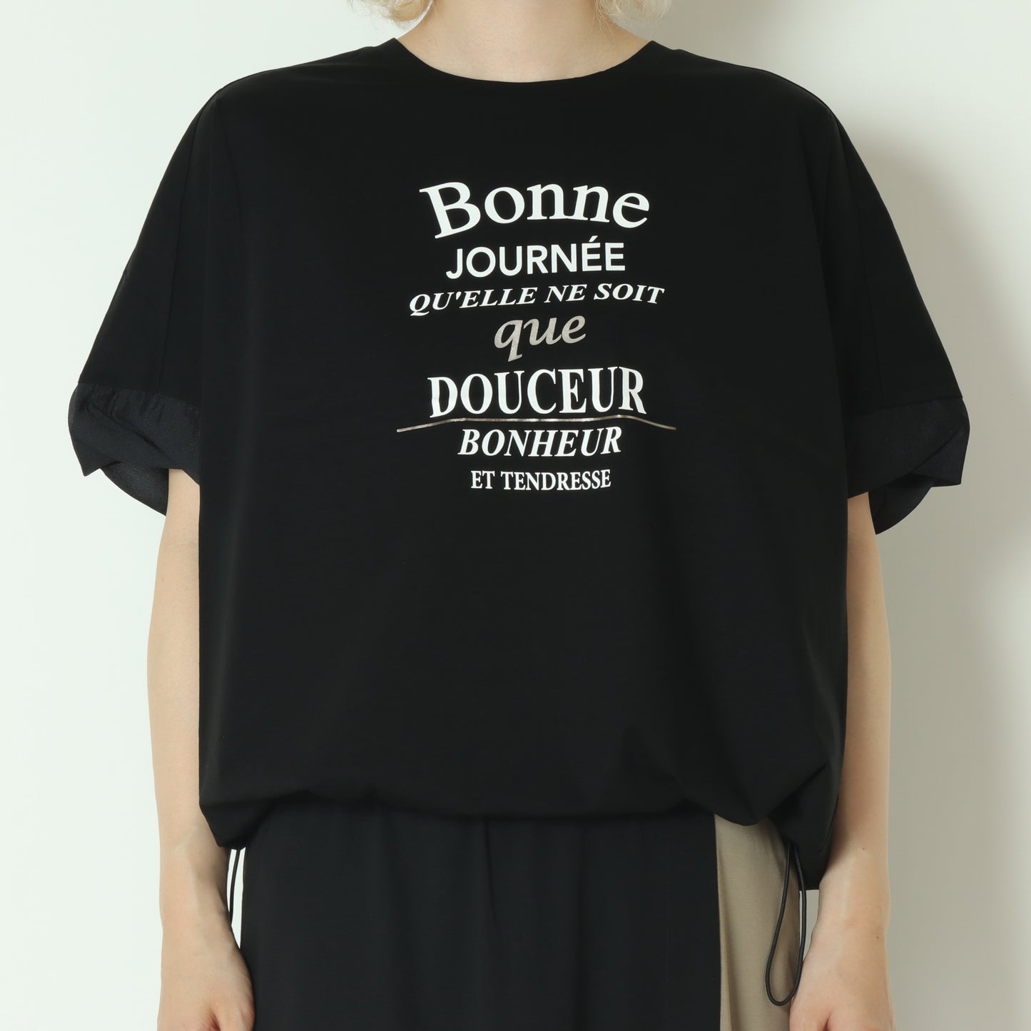 裾ドロストプリントシルケットTシャツ 623721