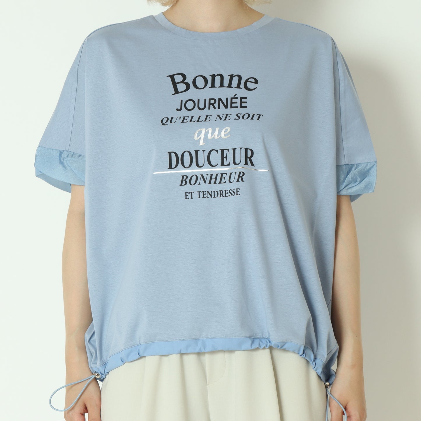 裾ドロストプリントシルケットTシャツ 623721