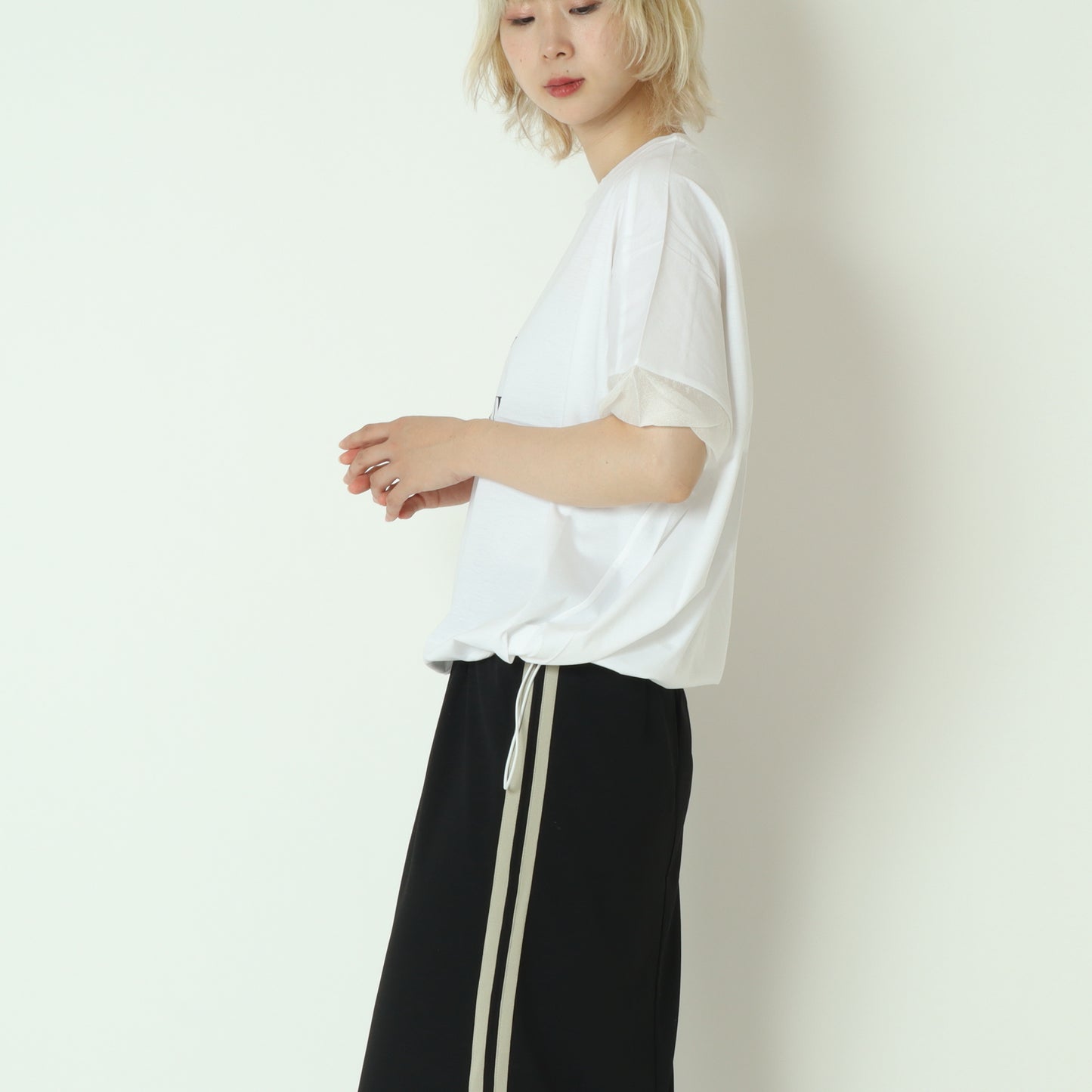 裾ドロストプリントシルケットTシャツ 623721