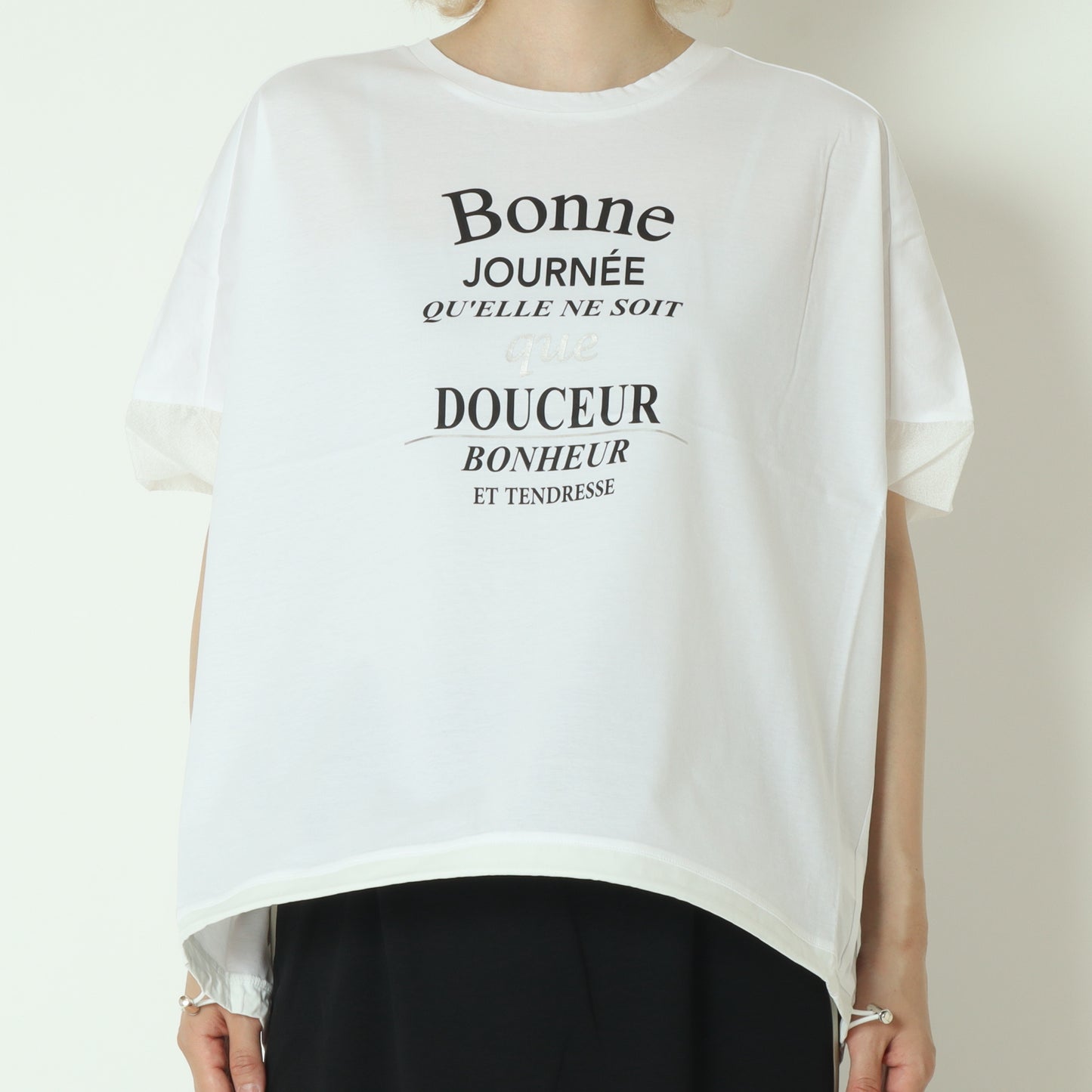 裾ドロストプリントシルケットTシャツ 623721