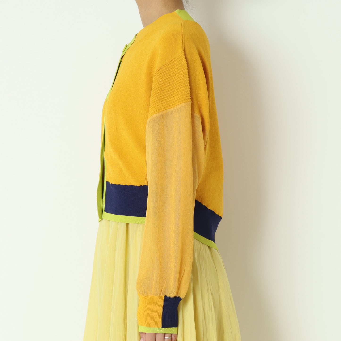 カラーブロックショートカーディガン 1252-09001