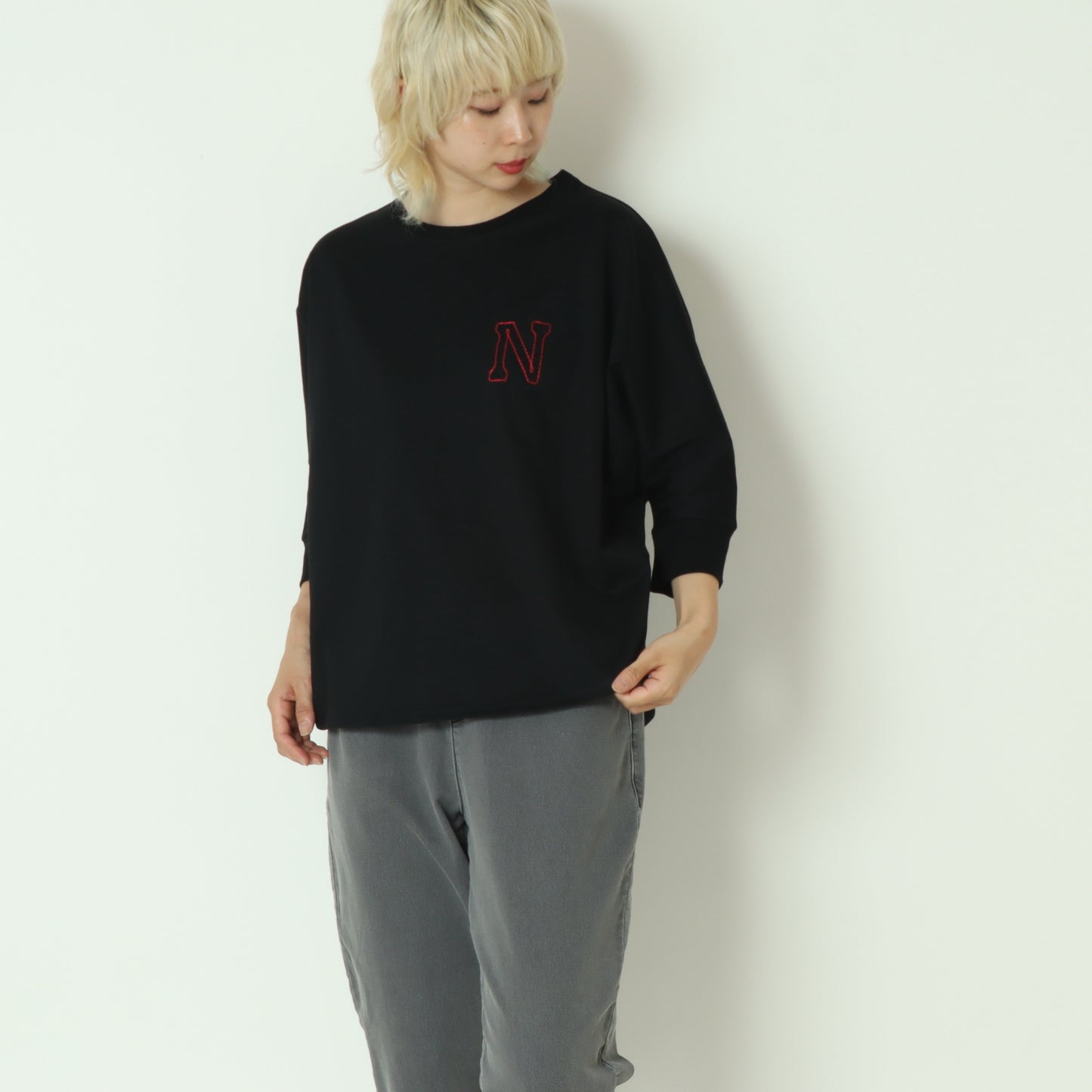 ラインステッチロゴ刺繍ドルマンT 55035522