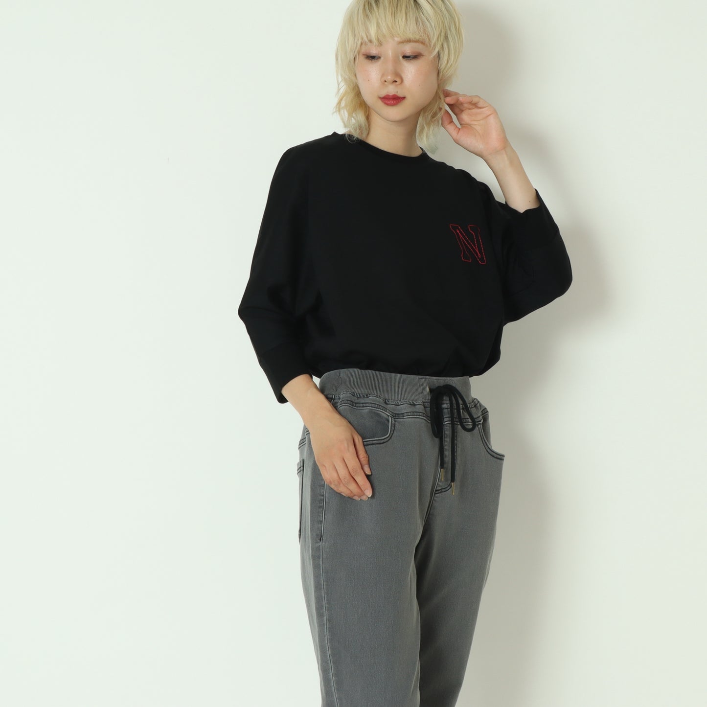 ラインステッチロゴ刺繍ドルマンT 55035522