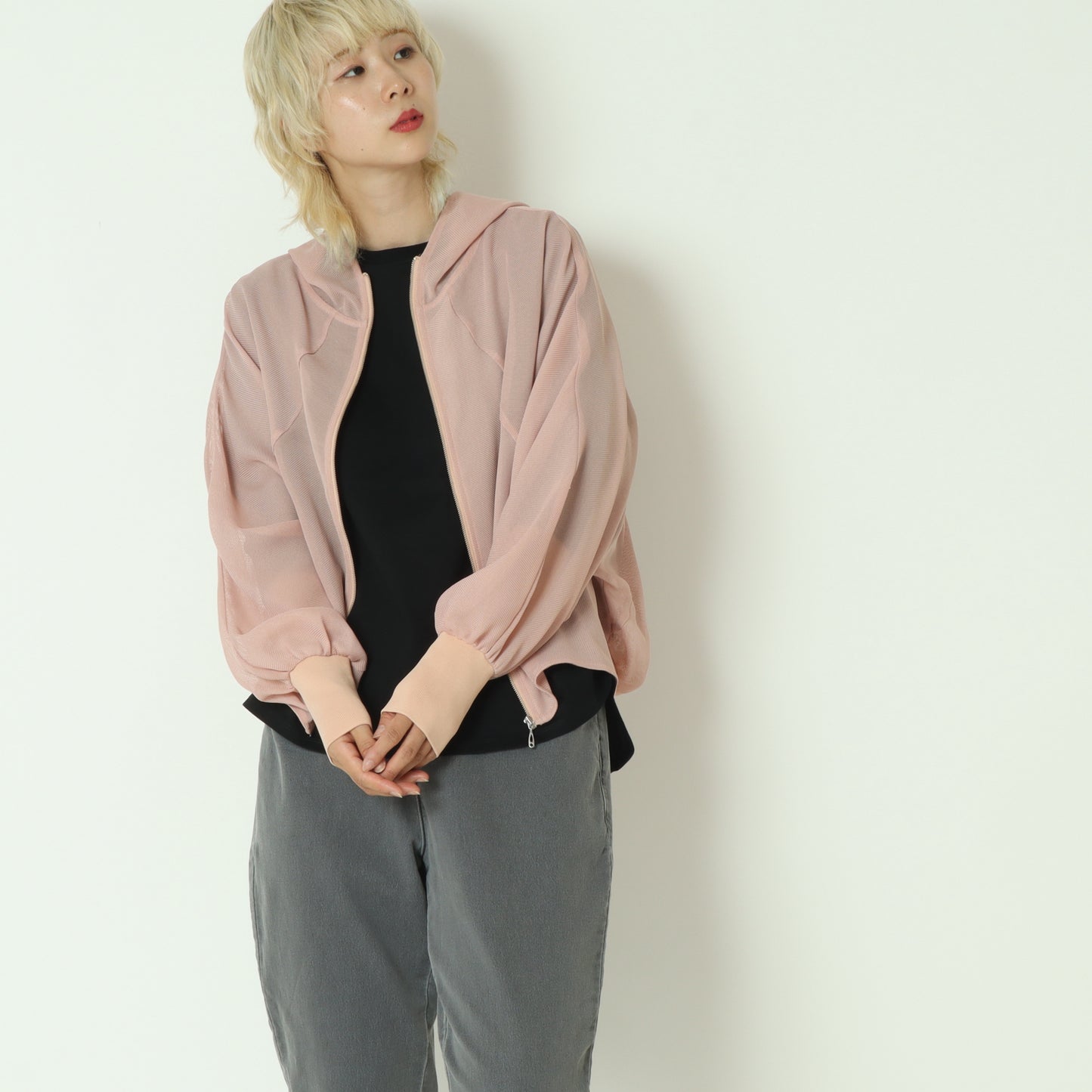 メッシュジップアップフーディー 55295132