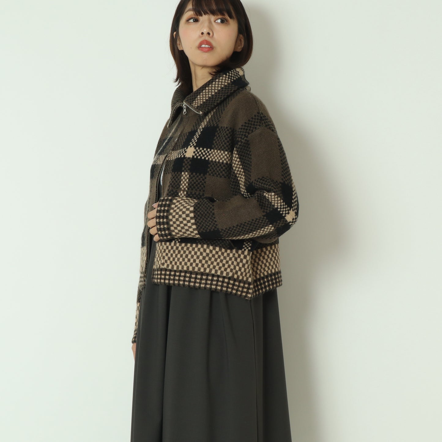 ジャガードニットブルゾン MGKN-25130-A