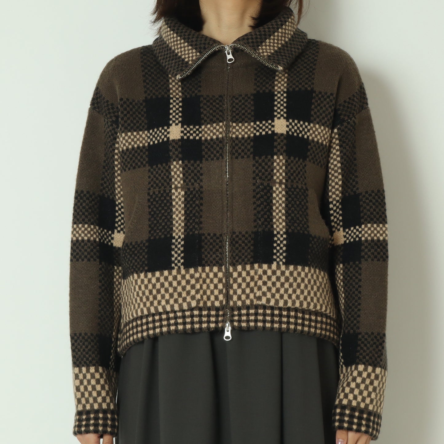 ジャガードニットブルゾン MGKN-25130-A