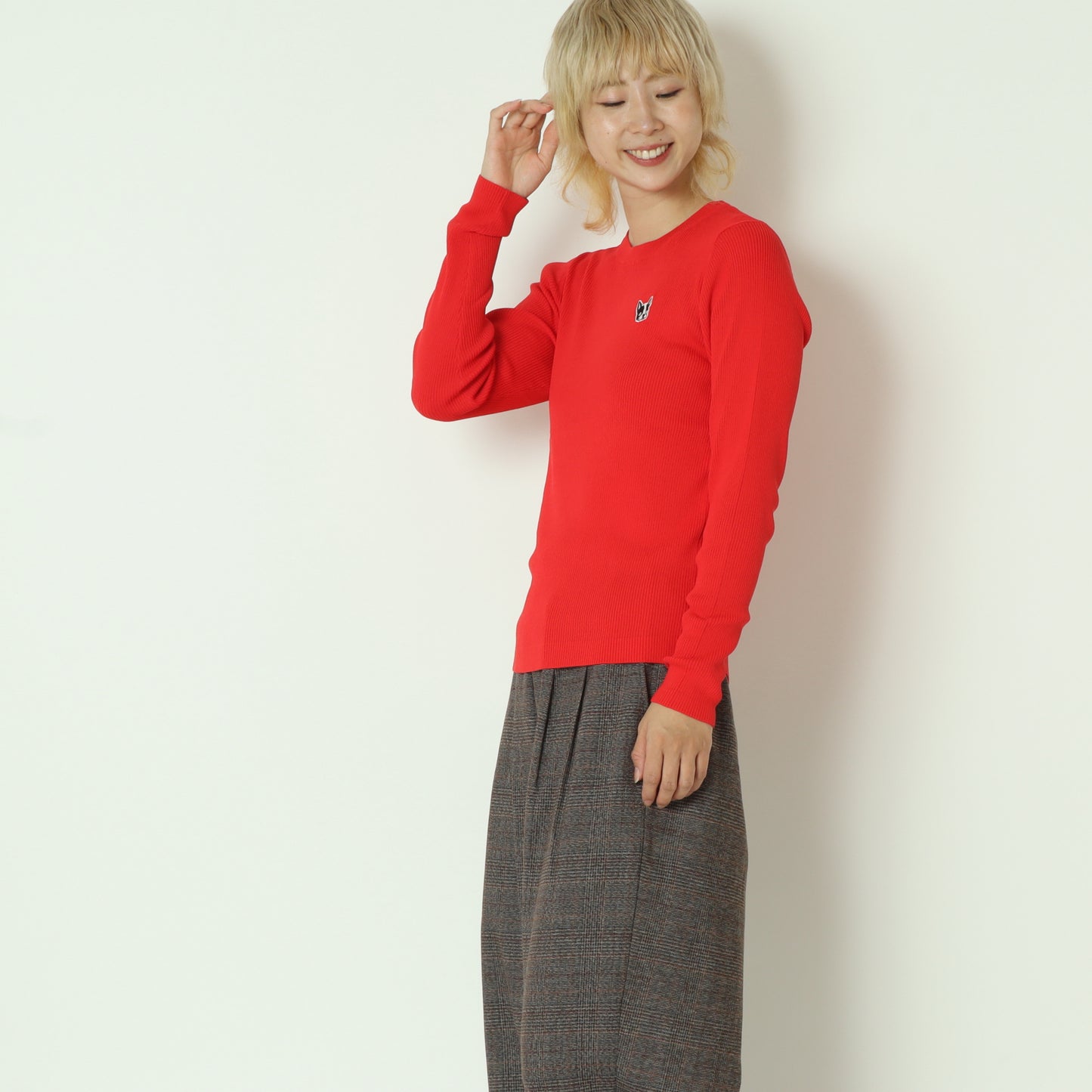 フレンチブルワンポイント刺繍リブニット 751232
