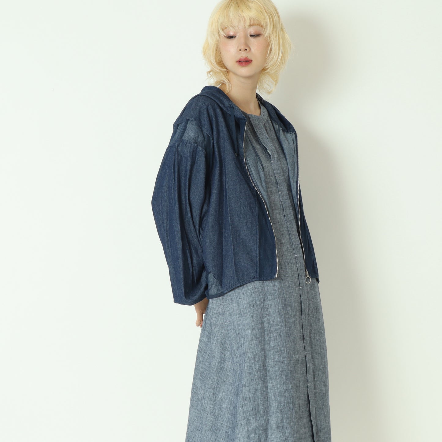 チュールコンビデニムジップフーディー 70050-3110