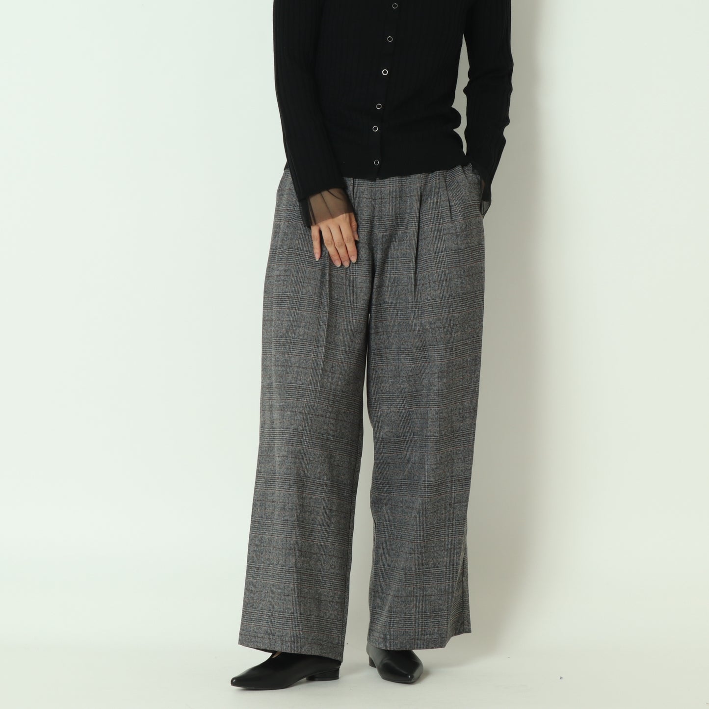 タックワイドチェックパンツ H825306