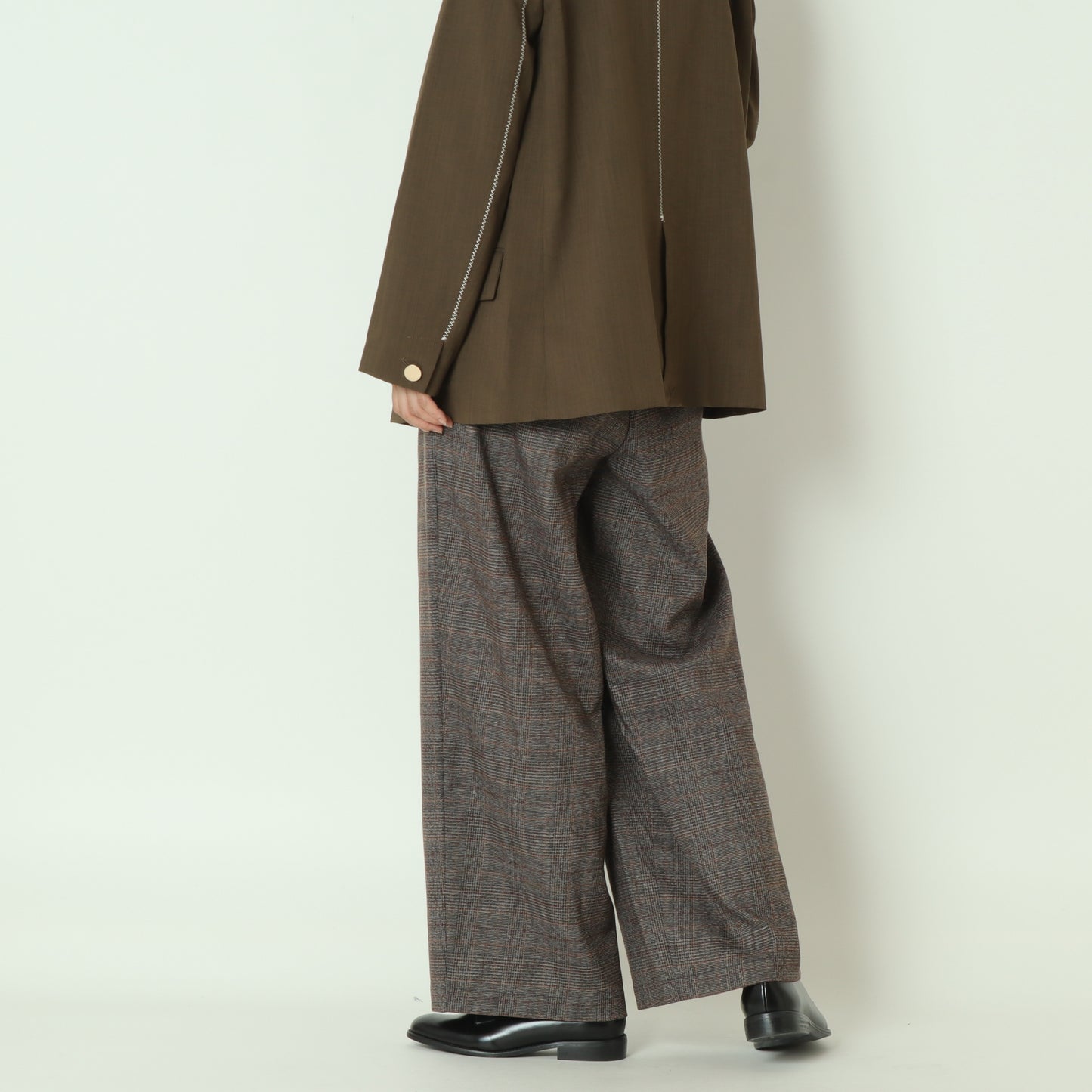 タックワイドチェックパンツ H825306