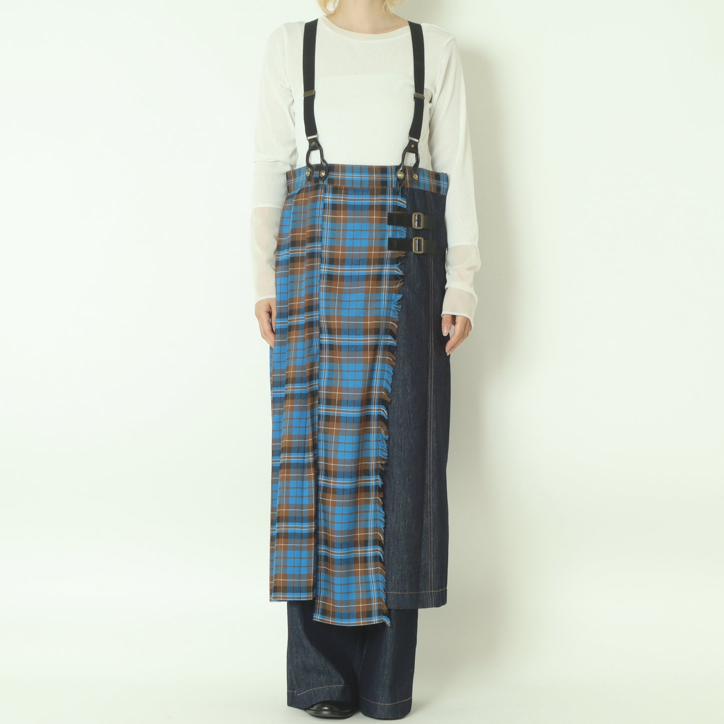 チェックデニムコンビネーションサロペット 1253-06030