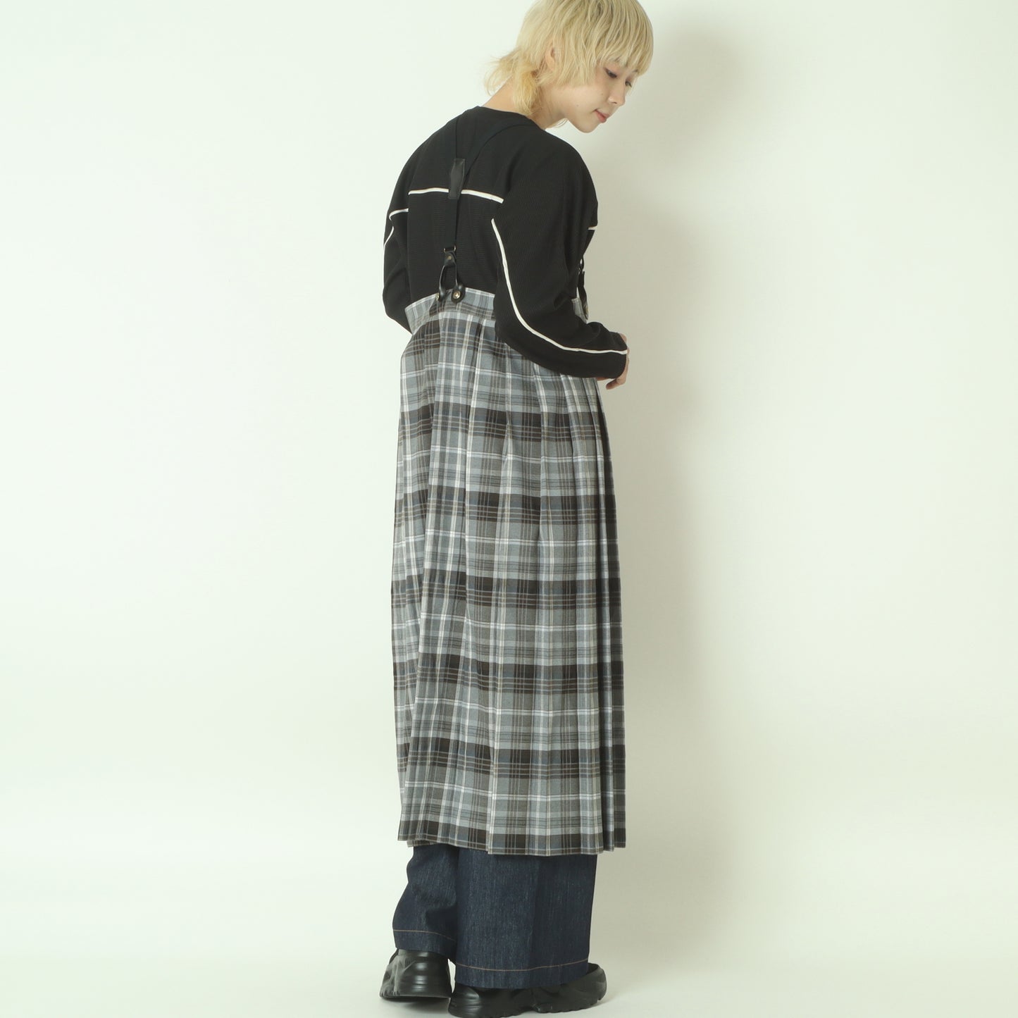 チェックデニムコンビネーションサロペット 1253-06030