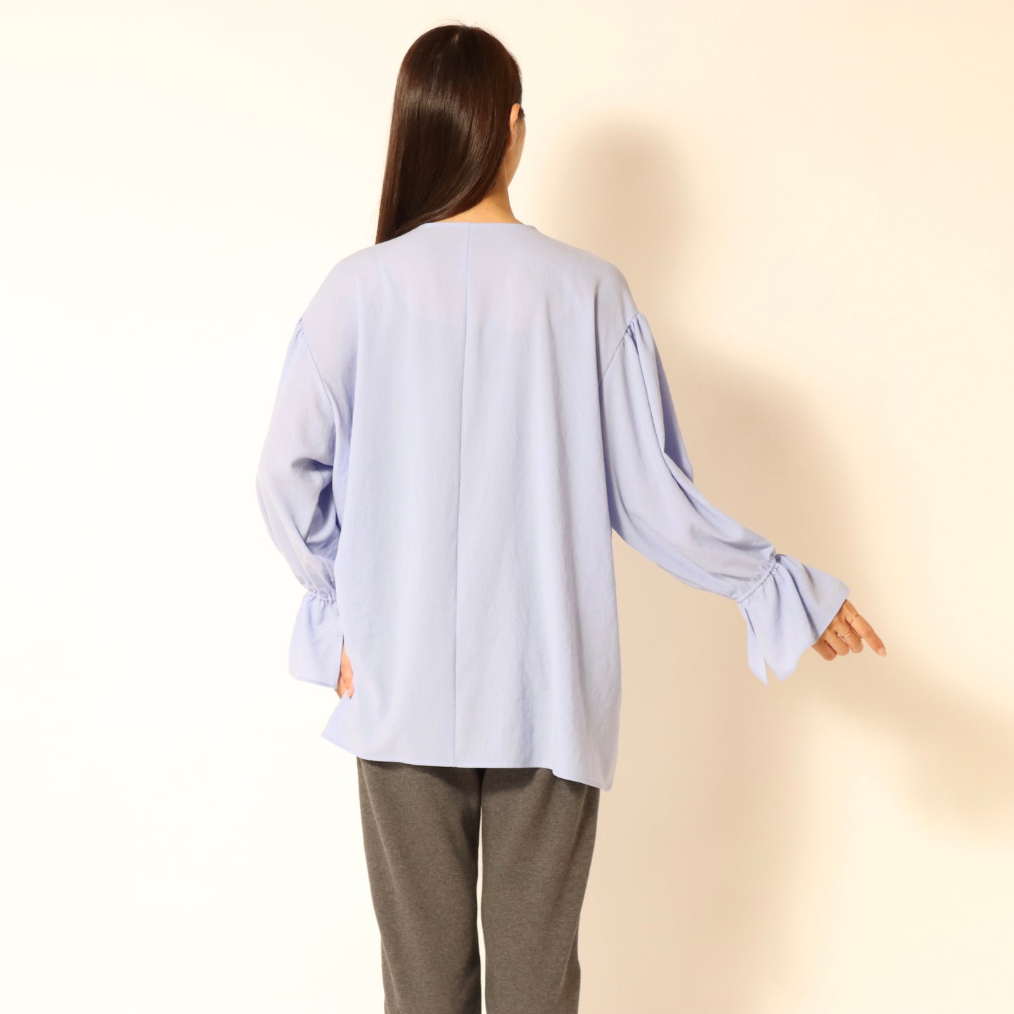 ストレッチシフォンワイドVネックブラウス 809408