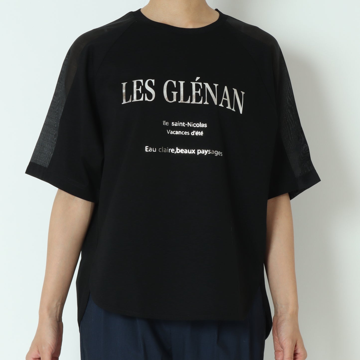 肩シアープリントＴシャツ　613591