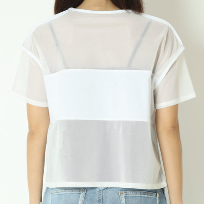 シアー切替クロップドTシャツ 20255874