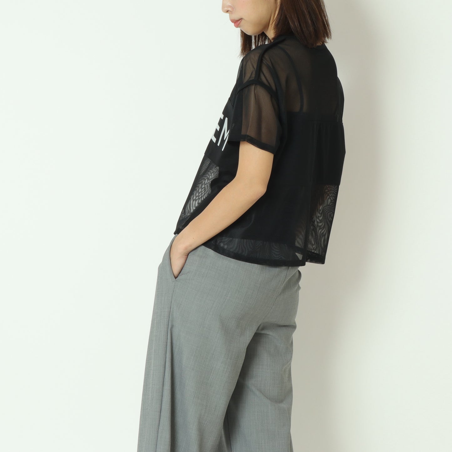 シアー切替クロップドTシャツ 20255874