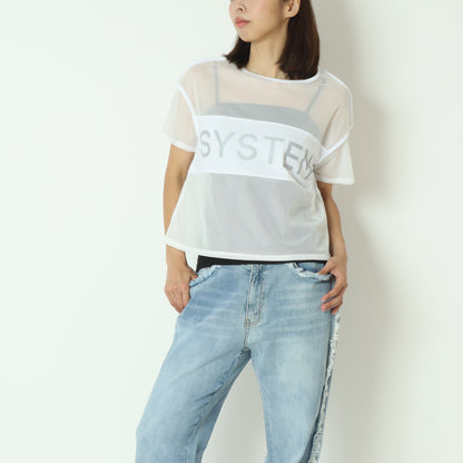 シアー切替クロップドTシャツ 20255874