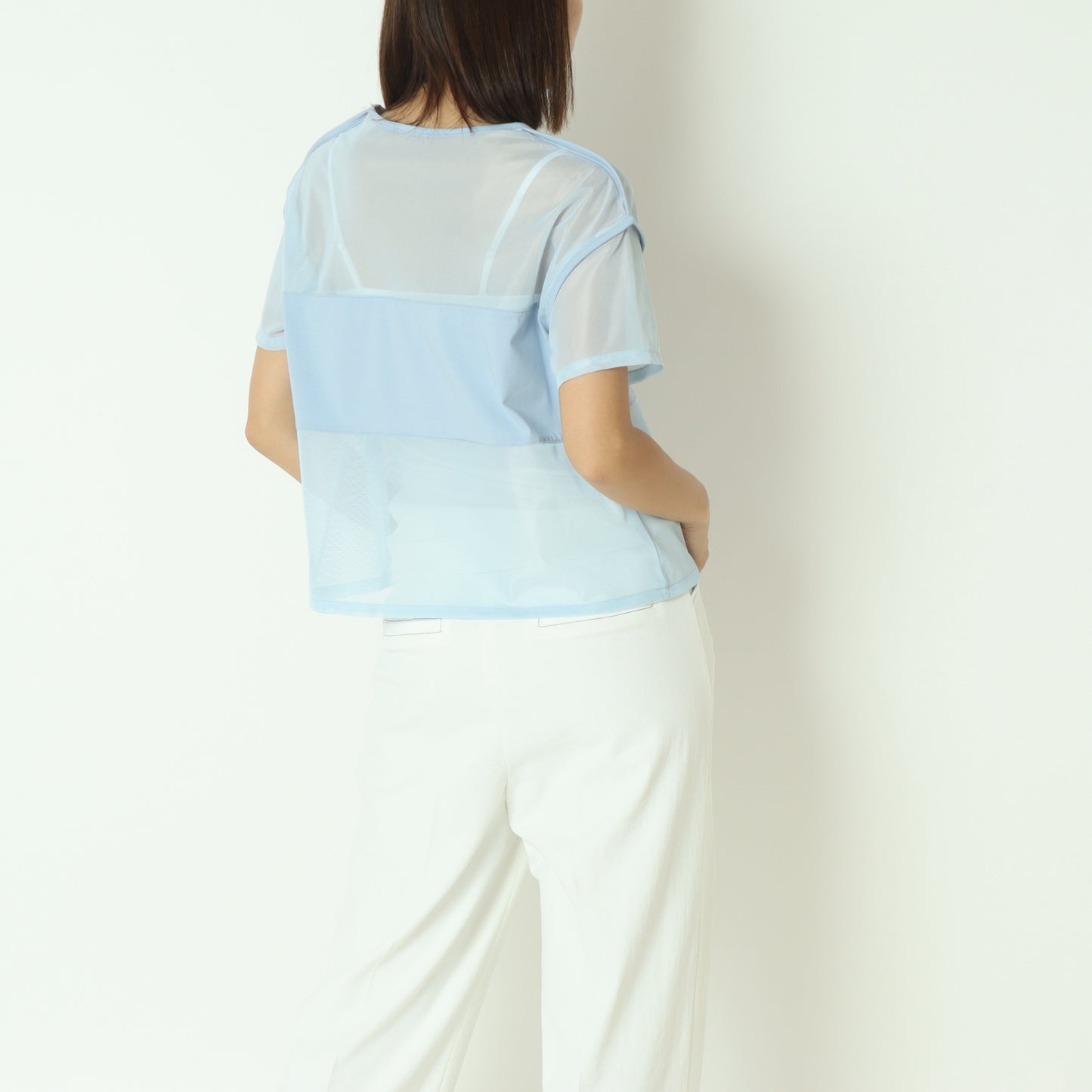 シアー切替クロップドTシャツ 20255874