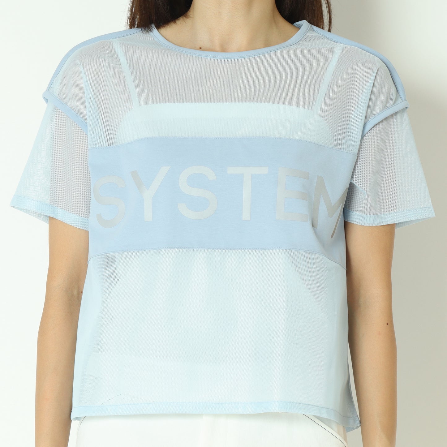 シアー切替クロップドTシャツ 20255874