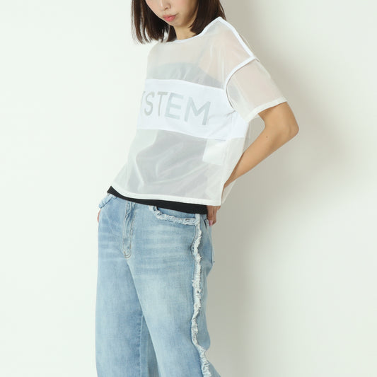 シアー切替クロップドTシャツ 20255874