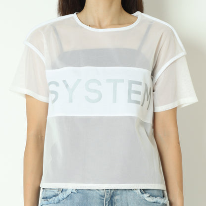 シアー切替クロップドTシャツ 20255874