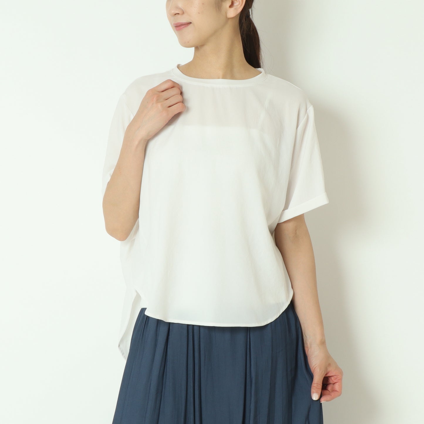ストレッチシフォン半袖ブラウス　80242201
